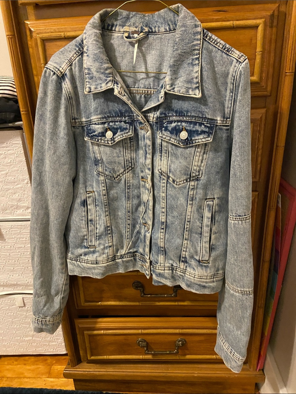 Free People Light Wash Denim Trucker Jacket